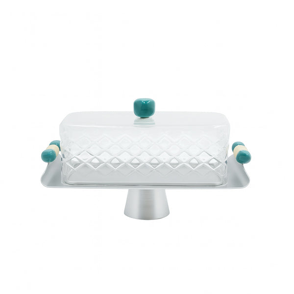 301-60 Cake Tray with Glass Dome Cover & Handles – 30cm (W) x 14cm (L)