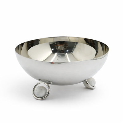 SBTC264 Serving Bowl with Marble Ball Base – 9" – Stainless Steel Silver Finish