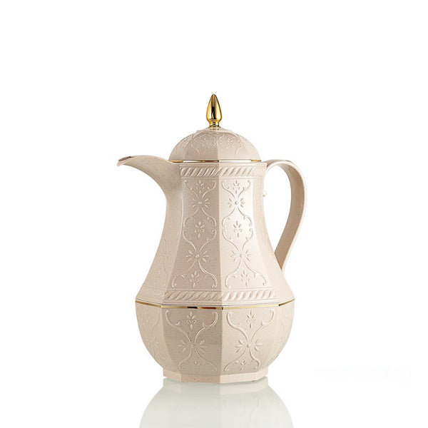 RS-624 Rose Vacuum Flask – 0.6L – Coffee Server – Brown Beige Finish with Golden Accents