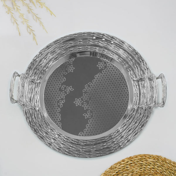 Stainless Steel Round Serving Tray – 3-Piece Set – PN517C