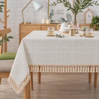 97187-12/99315-09 Fabrix Fringed Square Tablecloth – 135 × 135 cm – Cream