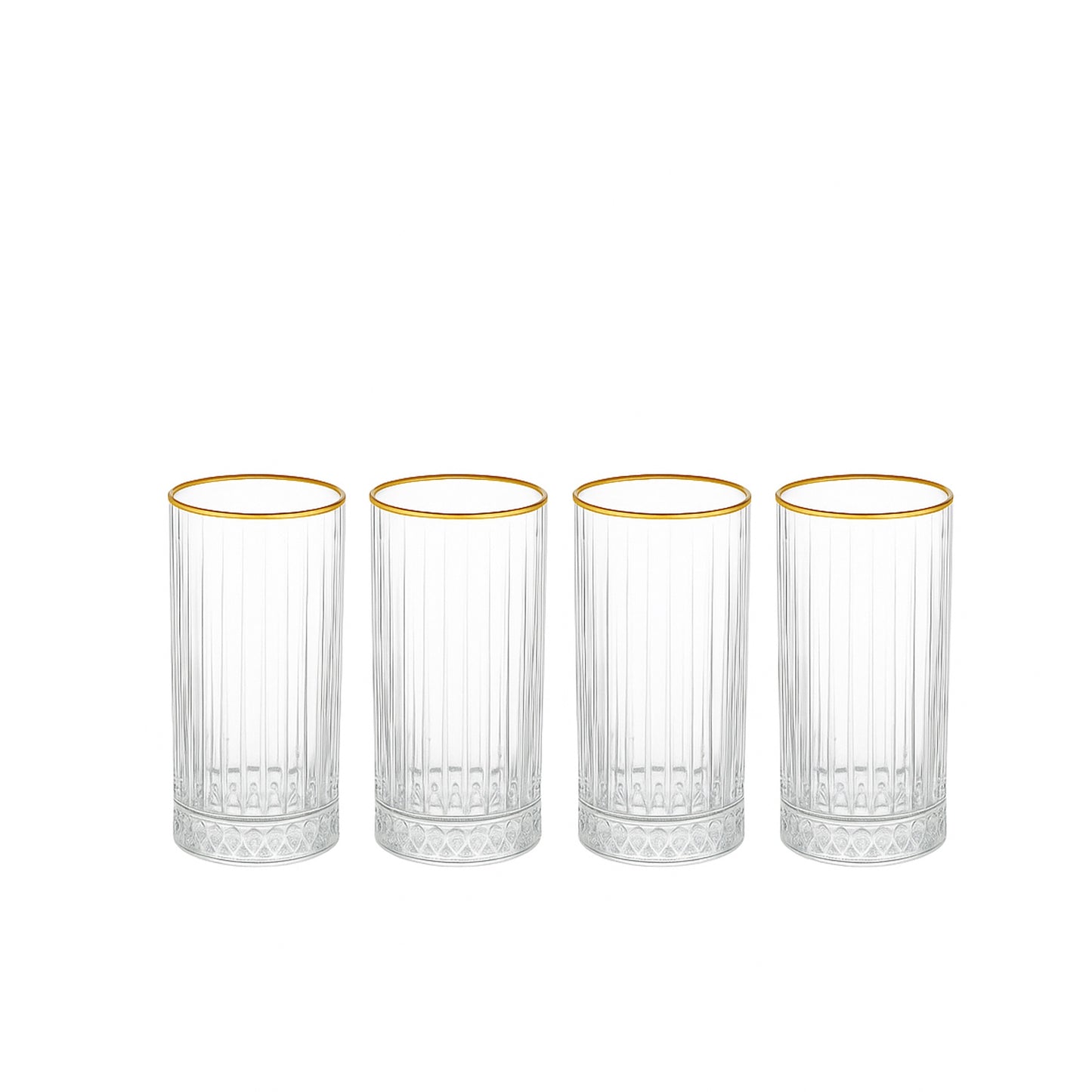 Elysia Tumbler Glass Set – 4 Piece – 365 cc – Clear Glass with Gold Rim – 520445