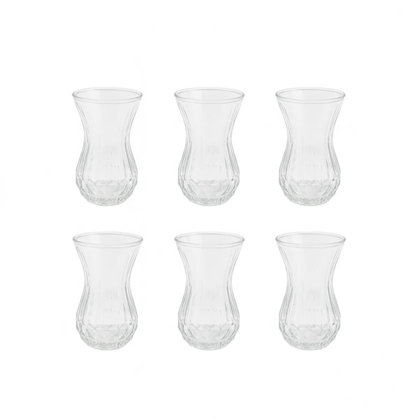 2115 Lavinya Tea Glass Set – 6 Pieces – Elegant Tulip Shape with Textured Base Design