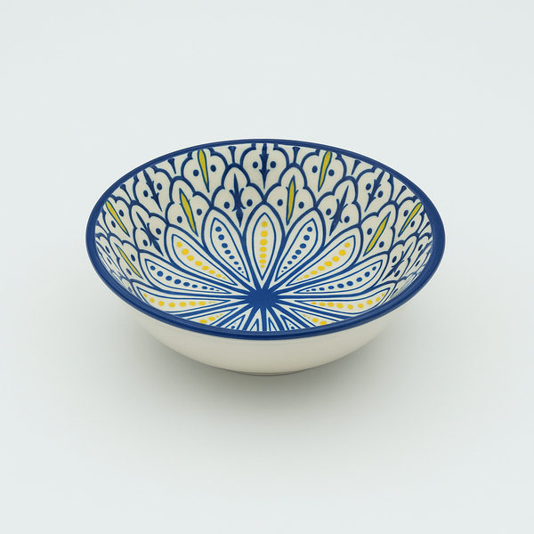 99583-13 – Ceramic Bowl – 4 Inches – Blue & Yellow Pattern