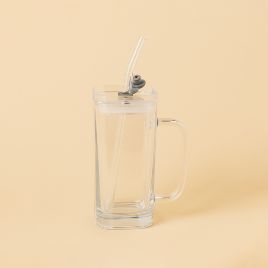 489-2/3 – Glass Cup with Lid and Straw – Clear
