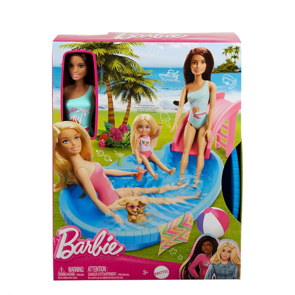 HRJ74 Barbie Pool Playset with Doll – Refreshed Swimming & Summer Fun Set