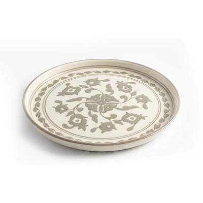 P-B Safari Floral Ceramic Dinner Plate – 26 cm – Greige with Floral Design