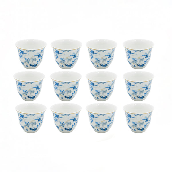 GP-88 Cawa Cup Set – 12 Pieces – 80ml –  Blue Floral Design