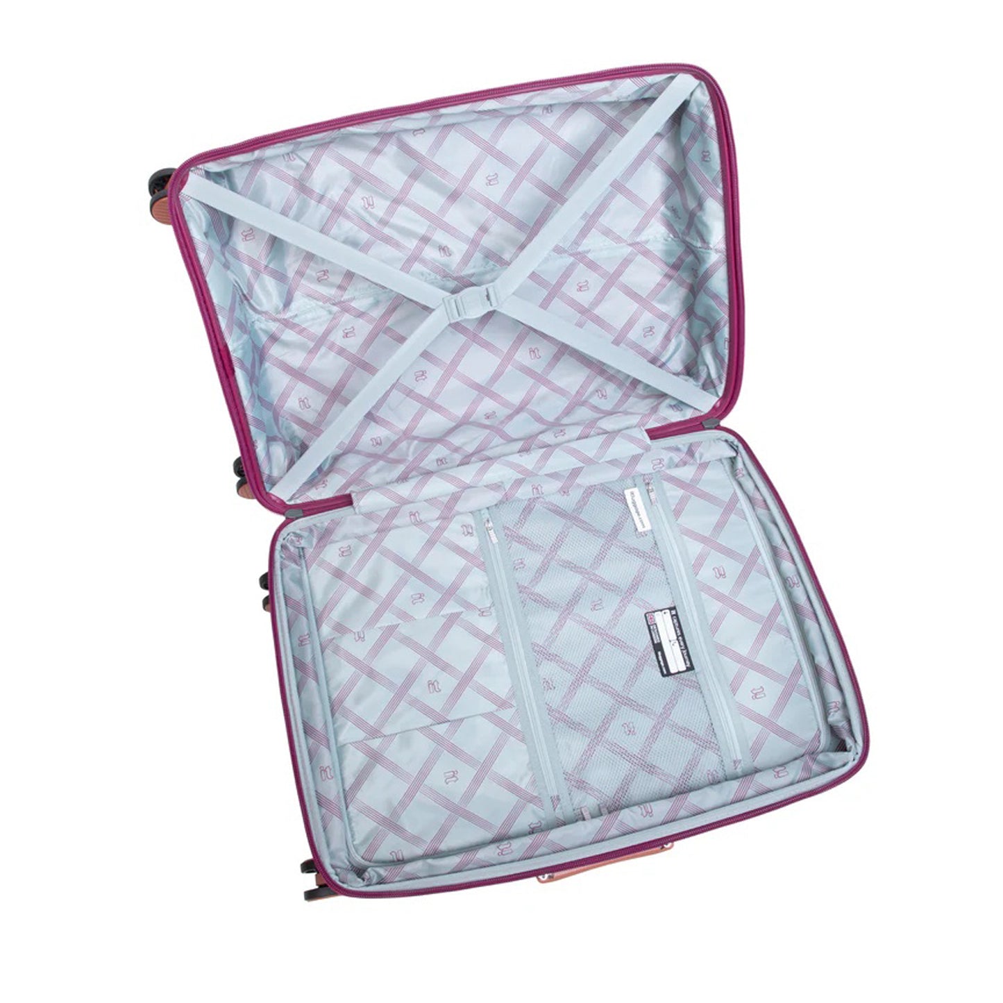 IT Luggage 29" Large Trolley Bag – Expandable PP Hard Shell Spinner with TSA Lock, Secure-it Zippers & Green/Red Webbing, SKU 15-3108-08 – Burgundy with Almond Trim
