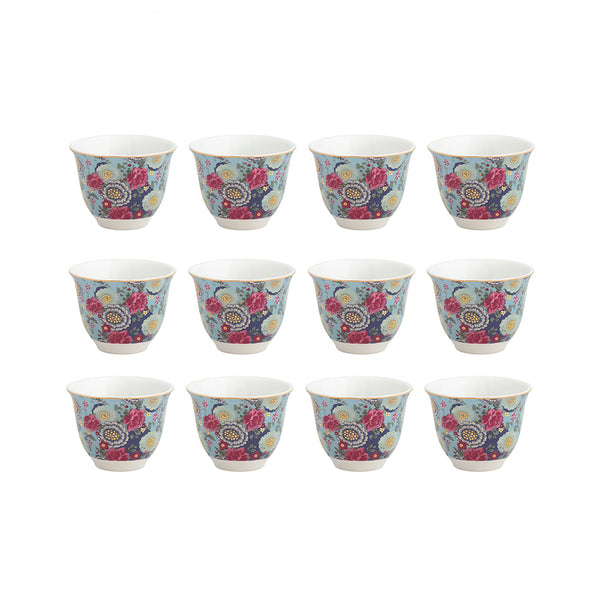 GP-91 Cawa Cup Set – 12 Pieces – 80ml  – Multicolor Floral Design