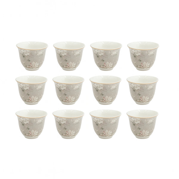 GP-76 Cawa Cup Set – 12 Pieces – 80ml –  Floral Design