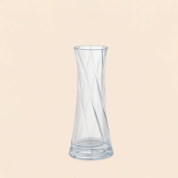 Glass Flower Vase – Textured Clear Design – 24cm (H) – HUD19656