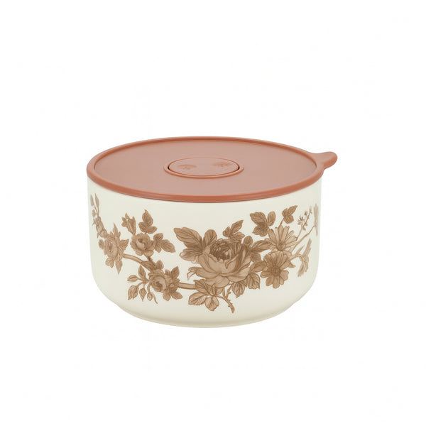 SC4079 Solecasa Ceramic Bowl with Lid 5" – Floral Round Storage Bowl