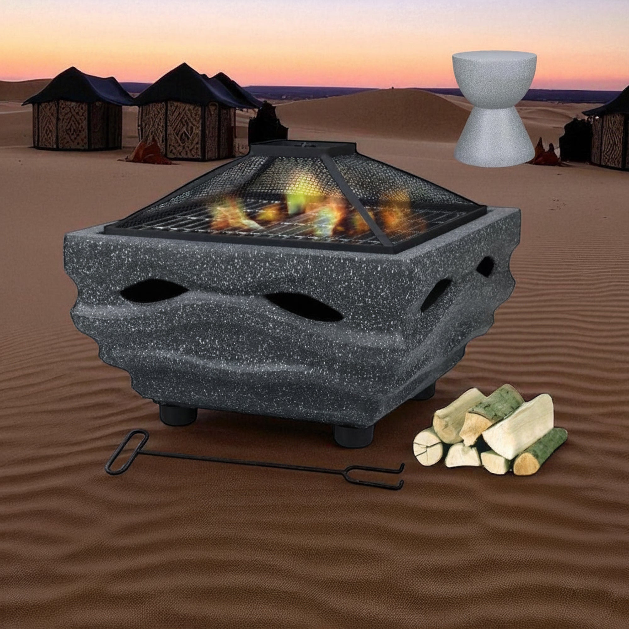 R241511S-039 موقد شواء خارجي VIP - 50 × 50 × 39 سم - تصميم مربع محكم