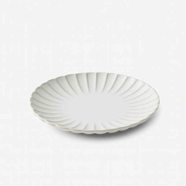 99586-05 – Ceramic Plate 8 Inches – Ivory White with Fluted Rim