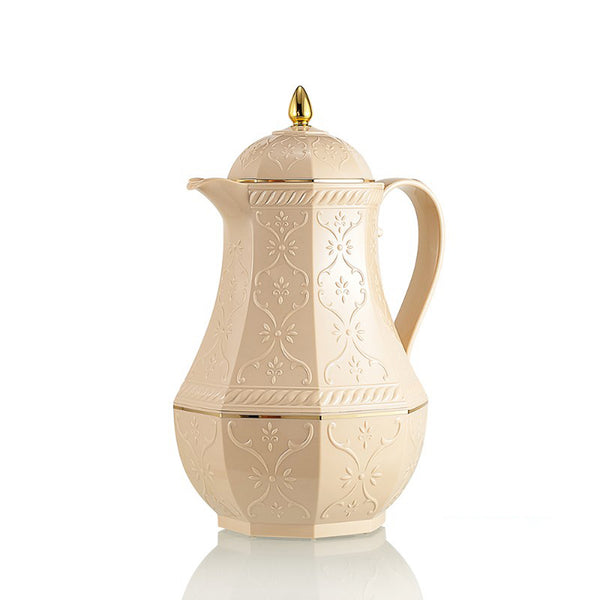 RS-624 Rose Vacuum Flask – 1.0L – Tea Server – Beige Finish with Golden Accents