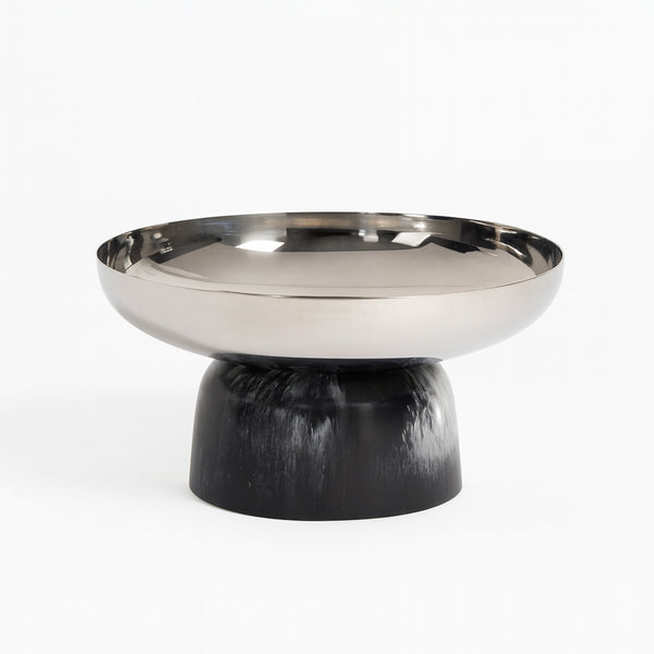 12094BL Date Bowl – Black – 26 × 14 cm – Premium Large Stainless Steel Date Serving Bowl with Resin Base