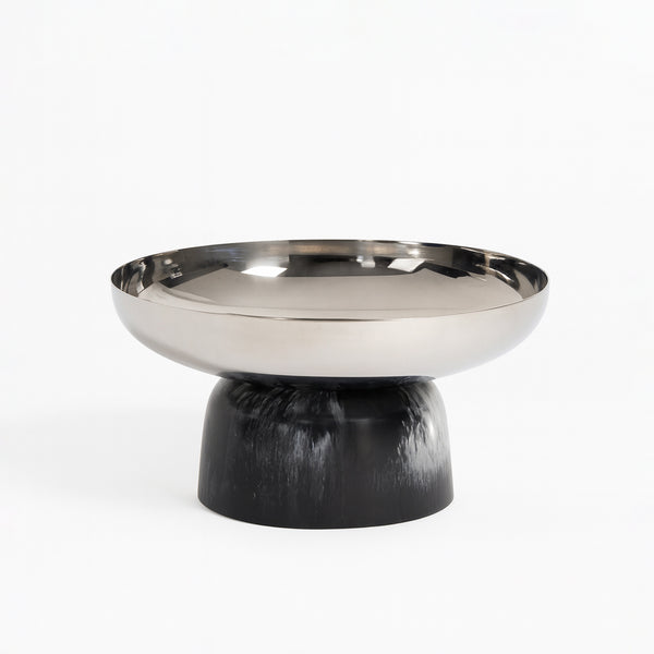 12095BL Date Bowl – Black – 20 × 12 cm – Premium Stainless Steel Date Serving Bowl with Resin Base – Siddiq Gifts Mussafah Abu Dhabi