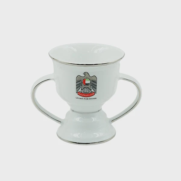BR-10-LS Incense Burner – White with Silver Trim & UAE Logo – 15cm (H)