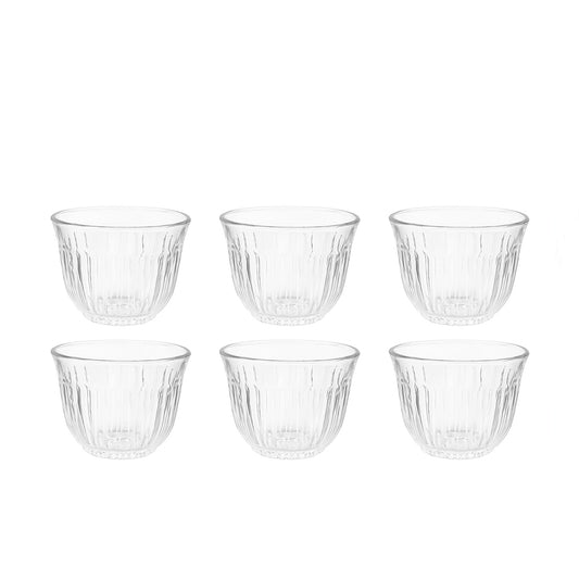 CC106 – Cawa Cup – 6-Piece Set – Clear Glass with Vertical Oval Pattern