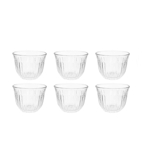 CC106 – Cawa Cup – 6-Piece Set – Clear Glass with Vertical Oval Pattern