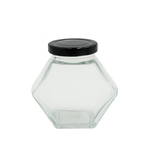 KK Glass Jar with Black Lid – Clear Storage Container
