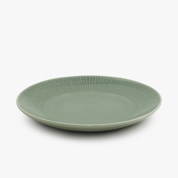 99579-12 – Ceramic Plate 11 Inches – Matte Green with Textured Rim