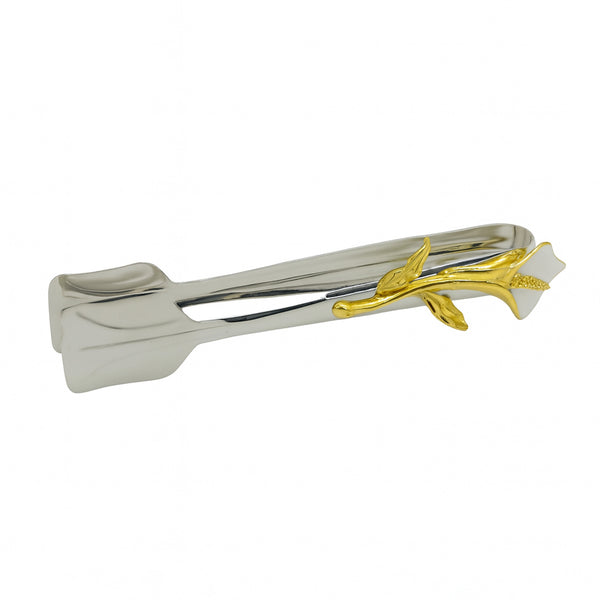 94757-09 Incense Charcoal Tongs – Silver Finish with Golden Lily Accent