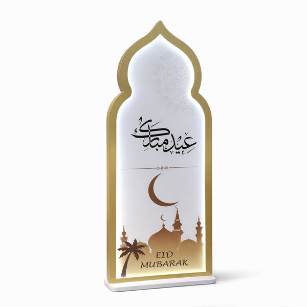 EA-EID003 LED Illuminated Eid Mubarak Arch Decorative Floor Stand with Mosque & Crescent Design – 60 x 30 x 160 cm
