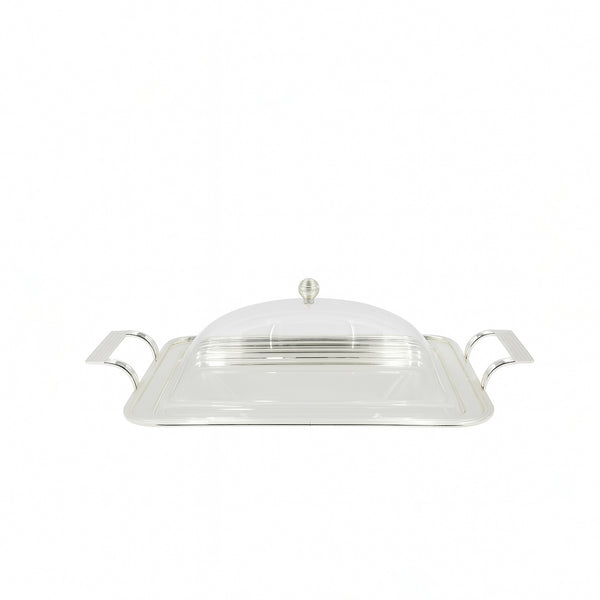 TA2894 – Silver Rectangular Serving Tray with Cover – 48cm (W) x 35cm (L)