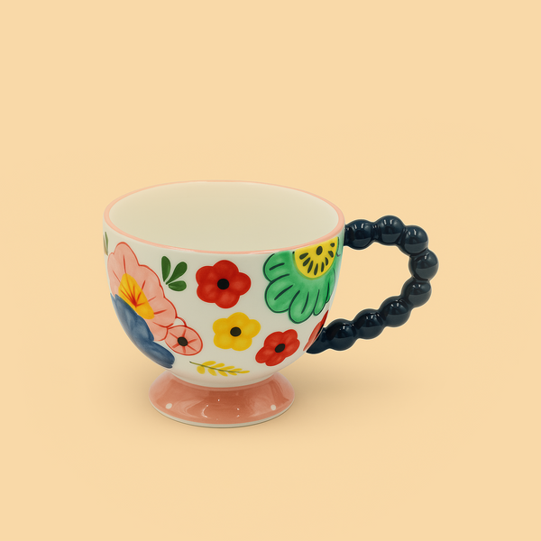 Ceramic Cup  Multicolor Floral Design  11cm (D) x 9cm (H) – 99320-18