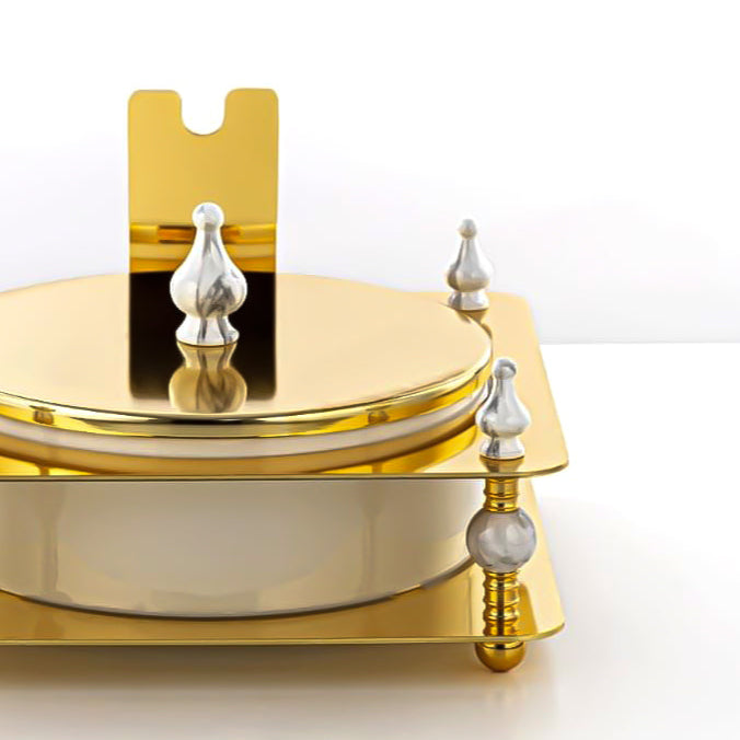 HM4108-G Candy Box – Luxurious Gold Finish with Round Lidded Bowl and Decorative Stand