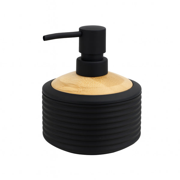 548-1 Soap Liquid Dispenser – Matte Black with Wooden Top
