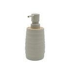 548-10 Soap Liquid Dispenser – Beige with Wooden Accent – Textured Wave Design