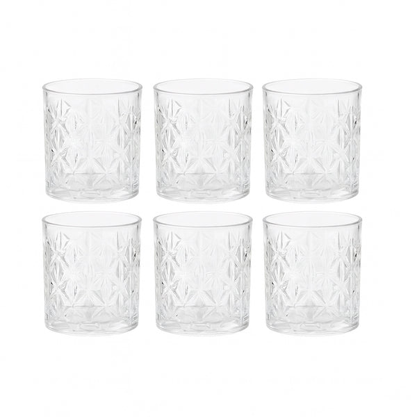 DSKB032-2 Glass Tumbler Set – 6 Pieces – 340ml Premium Crystal-Cut Drinking Glasses