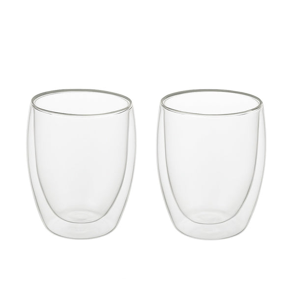 Double Wall Glass Set – 2 Piece – 350 ml – Clear Insulated Design – 23707