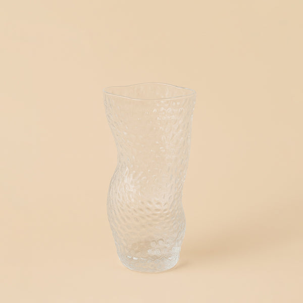Glass Flower Vase – Curved Bubble Texture Design – 23cm (H) – 92491-01