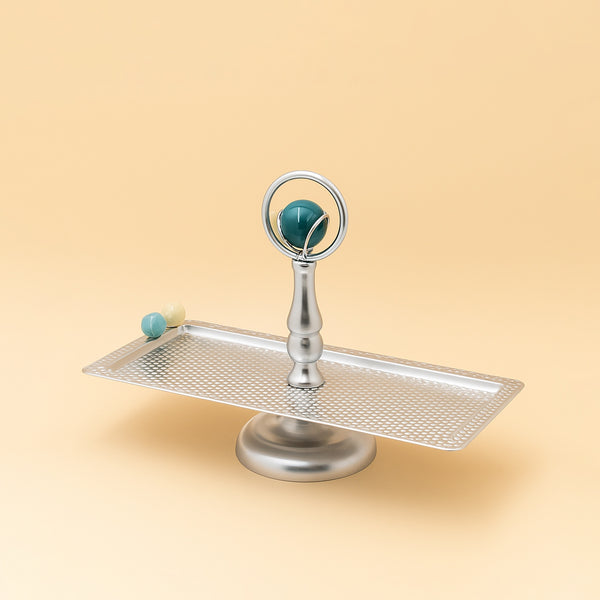 25236-100 – Fruit Tray – 25cm (H) – Rectangular Silver Tray with Center Handle