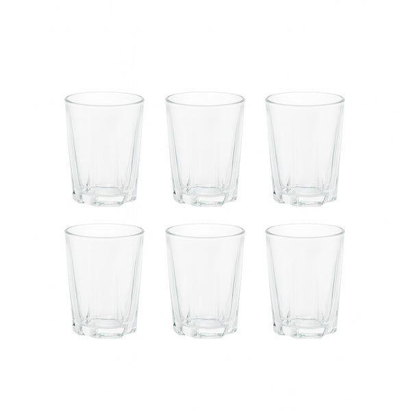 ISF-333 Tosska Glass Tumbler 6-Piece Set 250ml – Clear Modern Faceted Design