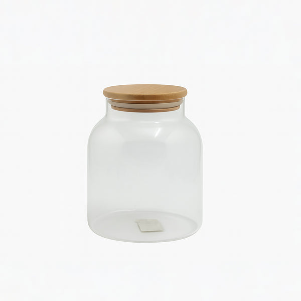 81133-19 Glass Storage Jar with Wooden Lid – Empty Kitchen Container