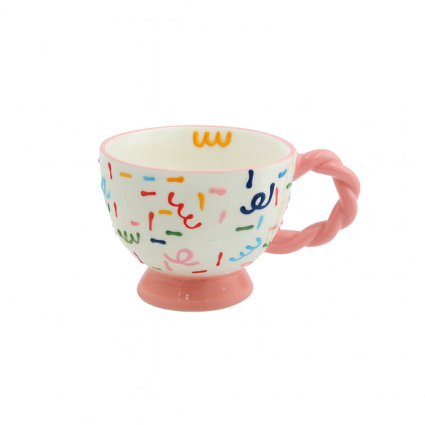1515-08 Ceramic Mug – 400ml –  Twisted Pink Handle