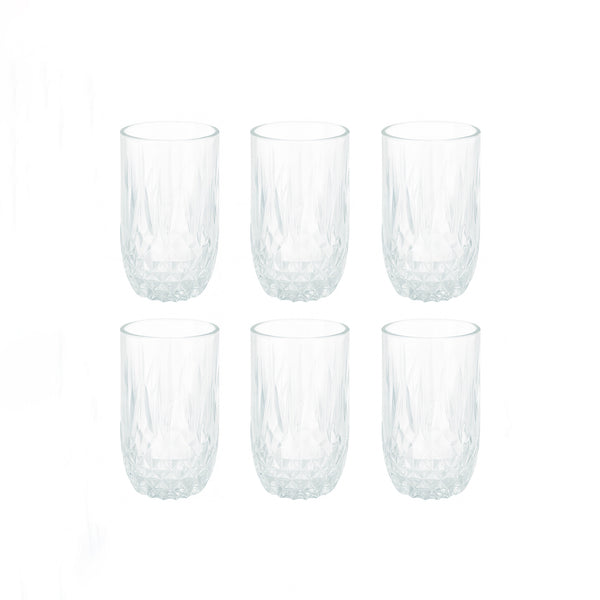 ISF-344 Narva Glass Tumbler 6-Piece Set 330ml – Clear Geometric Diamond Design