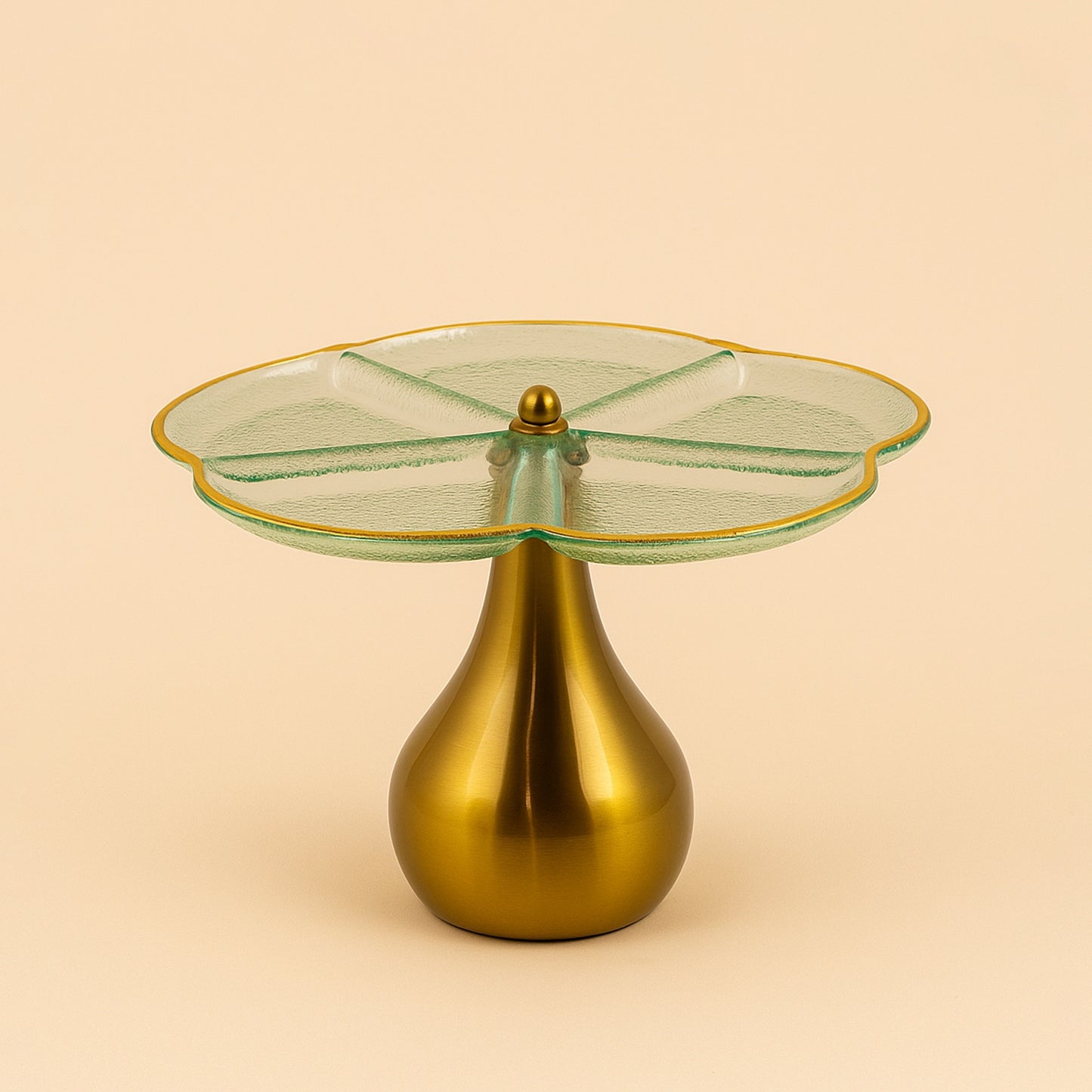 Glass Fruit Bowl with Steel Stand – 30 cm (D) x 20 cm (H) – HMK20060