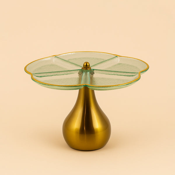 Glass Fruit Bowl with Steel Stand – 30 cm (D) x 20 cm (H) – HMK20060