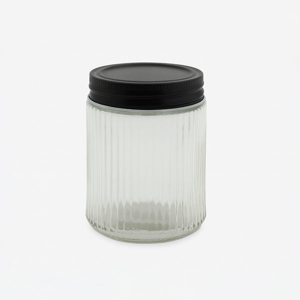 HMA10332 – Glass Storage Jar with Black Lid – 300ml