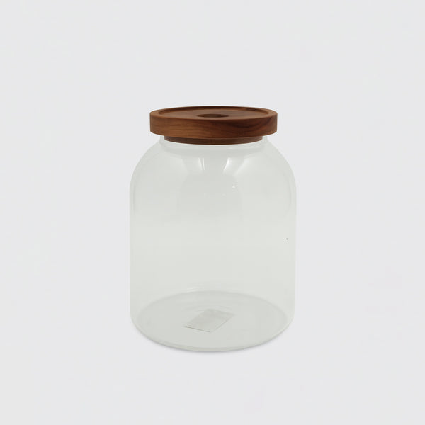 81134-02 Glass Storage Jar with Wooden Lid – 17cm (H)