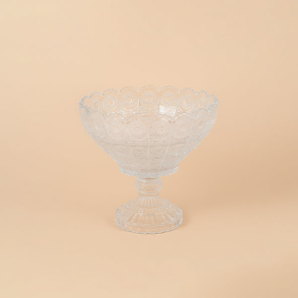 SK09672202W – Glass Fruit Bowl with Base – 24cm