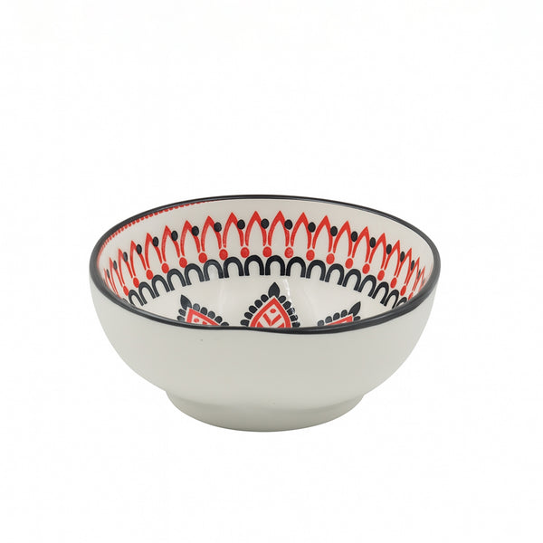99583-11 – Ceramic Bowl – 4 Inches – Red & Black Floral Pattern