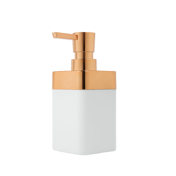 NT-30013 Hand Wash Bottle – White Square Design with Rose Gold Pump