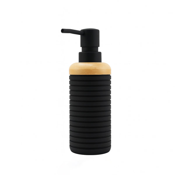 548-4 Soap Liquid Dispenser – Matte Black with Wooden Accent